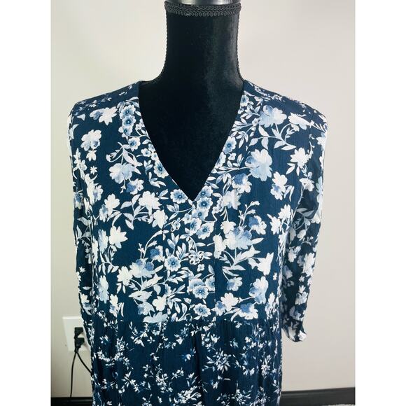 J Jill floral paisley navy tunic dress size XSP - Picture 3 of 12